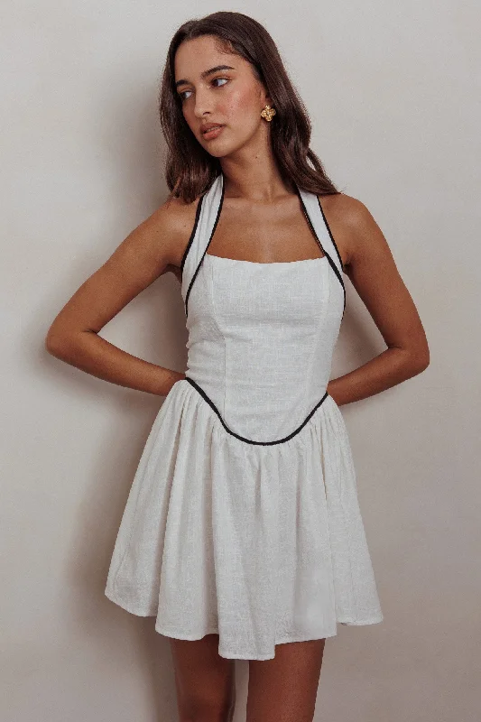 Zip - Front Casual Dresses for Easy On and Off​ Rune Halterneck Mini Dress White