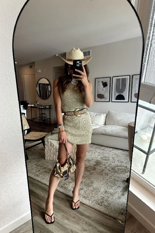 Velvet Casual Dresses for a Luxurious Look​ Lillie Gold Lurex Knit Mini Dress