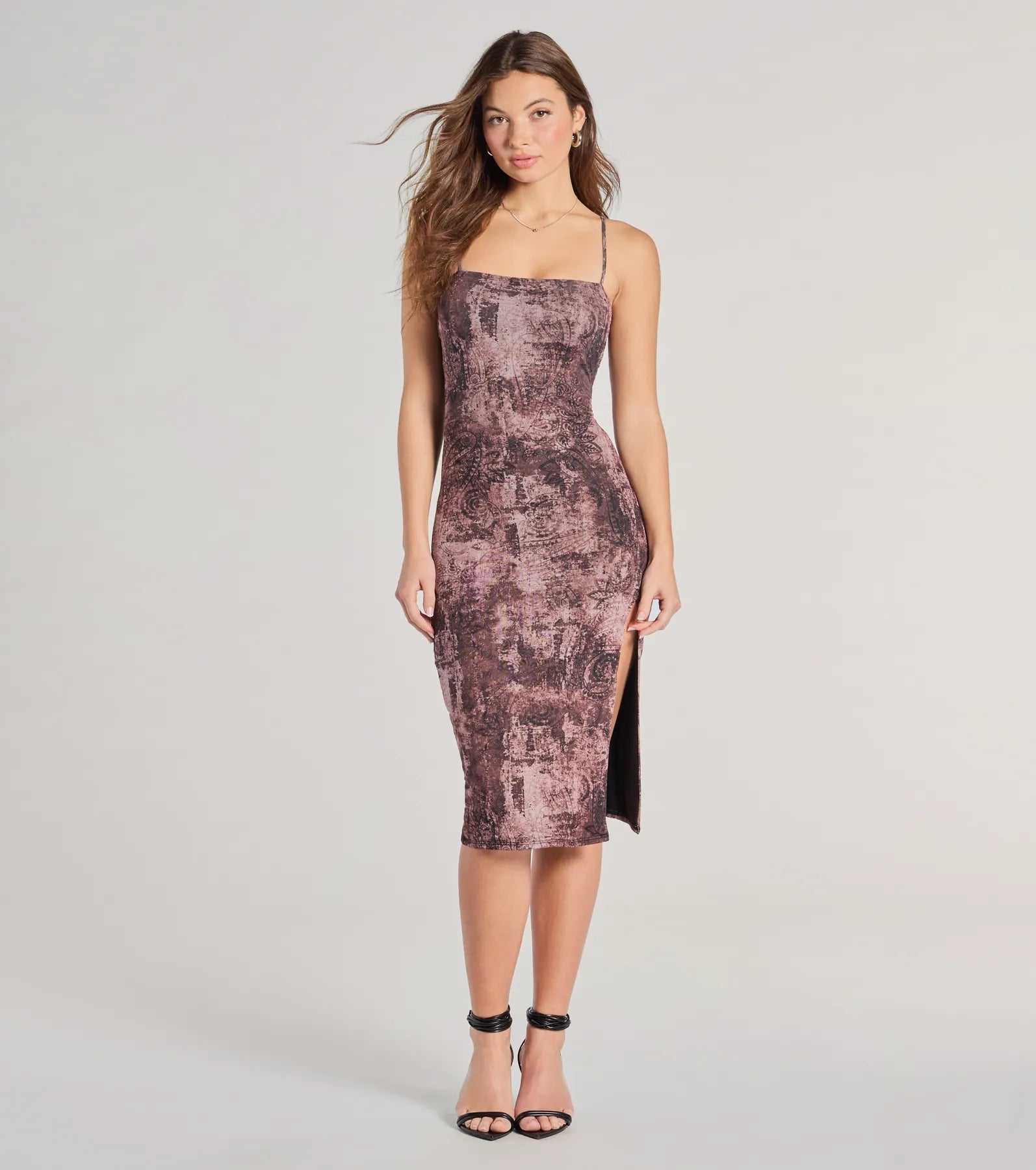 Two - Piece Casual Dresses for a Modular Look Artsy Babe Paisley Bodycon Slit Midi Dress Two - Piece Casual Dresses for a Modular Look Artsy Babe Paisley Bodycon Slit Midi Dress