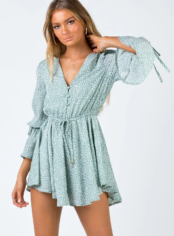 Glittery Casual Dresses for a Sparkly Effect​ Cierra Romper Green