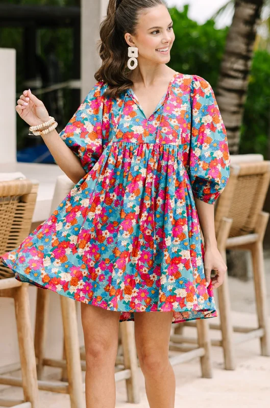Winter - Warm Casual Dresses with Lined Fabrics It's All True Sea Green Floral Dress Winter - Warm Casual Dresses with Lined Fabrics It's All True Sea Green Floral Dress