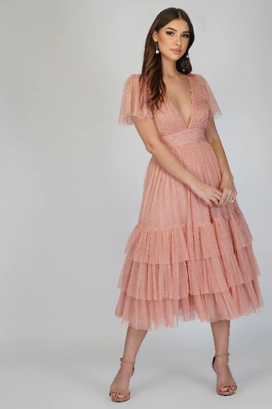 Toddler Casual Dresses in Soft Fabrics​ Madison Pink Tulle Bridesmaid Dress
