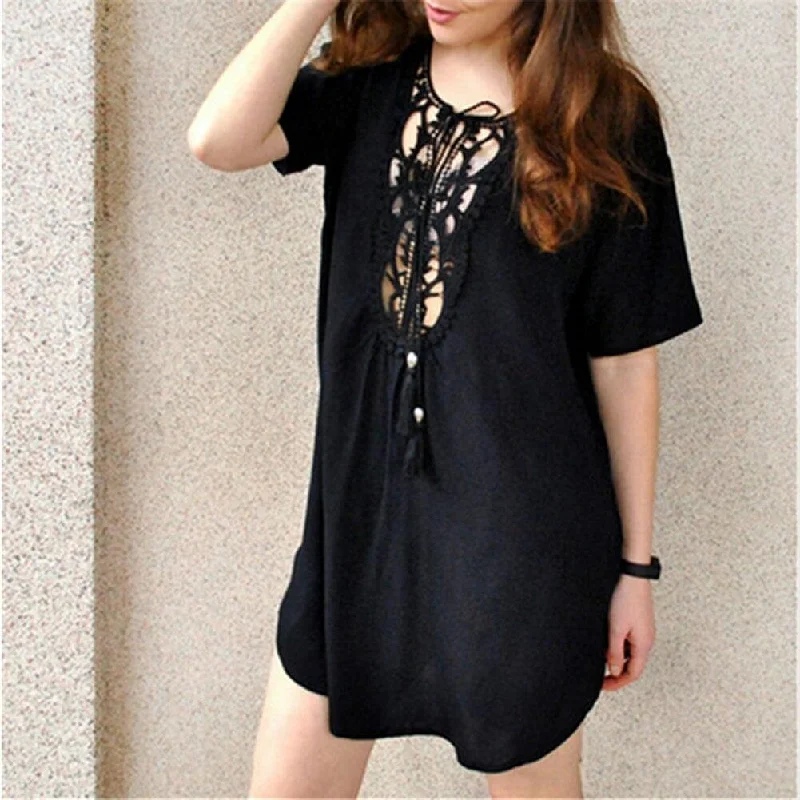 Mini dresses with belted waists for a defined silhouette FashionSierra - Women Short Sleeve Loose Mini Dress Ladies Summer Shirt Solid Casual V-Neck Holiday Beach Dress Sundress Mini dresses with belted waists for a defined silhouette FashionSierra - Women Short Sleeve Loose Mini Dress Ladies Summer Shirt Solid Casual V-Neck Holiday Beach Dress Sundress