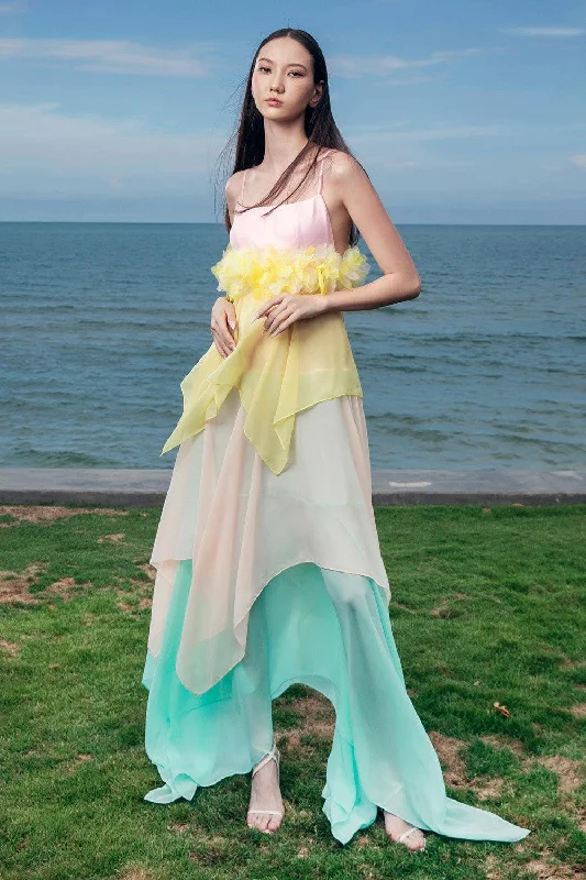Hat - Friendly Casual Dresses for Outdoor Outfits Mildred Layered Spaghetti Strap Organza Voile Floor Length Dress Hat - Friendly Casual Dresses for Outdoor Outfits Mildred Layered Spaghetti Strap Organza Voile Floor Length Dress