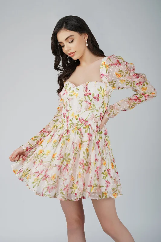 Rain - Resistant Casual Dresses for Wet Weather​ Bone White Floral Corset Dress