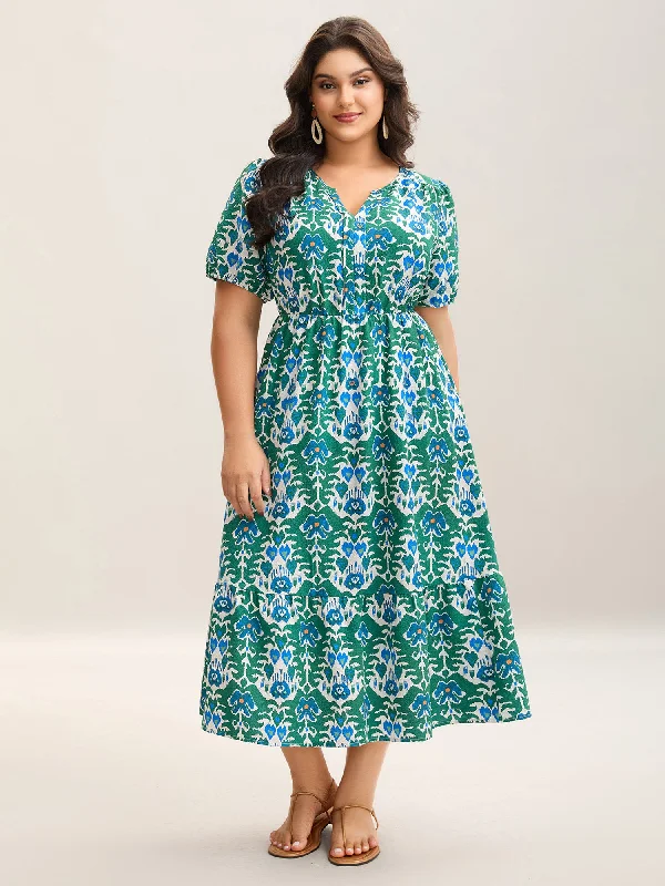 Off - Shoulder Casual Dresses for a Feminine Touch Boho Pattern Stretchy Waist Pockets Midi Dress Off - Shoulder Casual Dresses for a Feminine Touch Boho Pattern Stretchy Waist Pockets Midi Dress