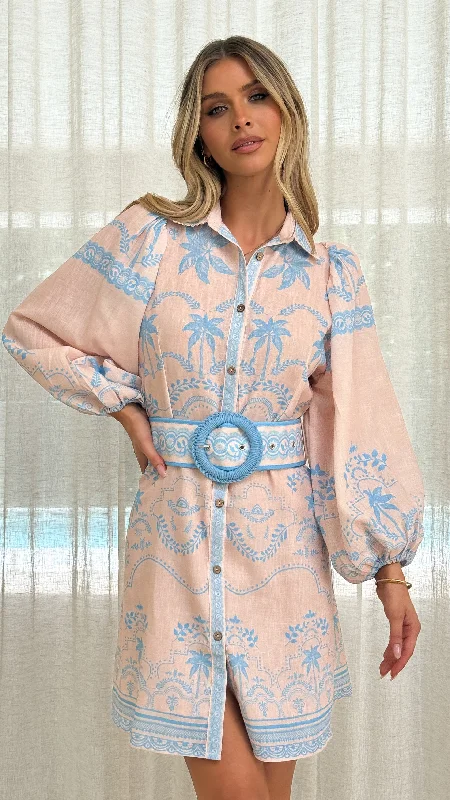 Mini dresses with cut - out details for a trendy look Xander Long Sleeve Mini Dress - Blue Mini dresses with cut - out details for a trendy look Xander Long Sleeve Mini Dress - Blue