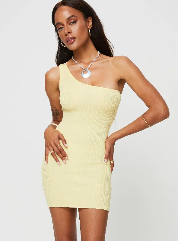 Mini dresses with ribbed textures for a unique appearance Denham One Shoulder Mini Dress Yellow Mini dresses with ribbed textures for a unique appearance Denham One Shoulder Mini Dress Yellow