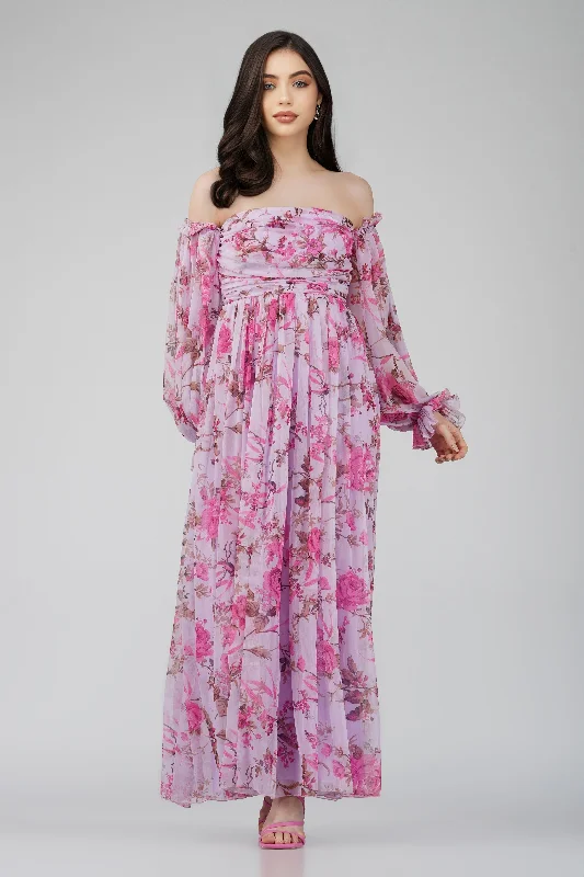 Baby Girl Casual Dresses for a Sweet Look​ Lana Chiffon Printed Dress in Lavender