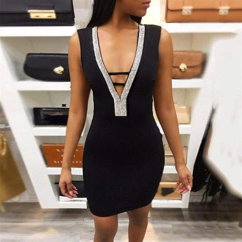 Mini dresses with patchwork designs for a unique style FashionSierra - Women Deep V- Neck Sequin Bandage Bodycon Dress Summer Sexy Ladies Backless Party Short Slim Fit Mini Dresses Mini dresses with patchwork designs for a unique style FashionSierra - Women Deep V- Neck Sequin Bandage Bodycon Dress Summer Sexy Ladies Backless Party Short Slim Fit Mini Dresses
