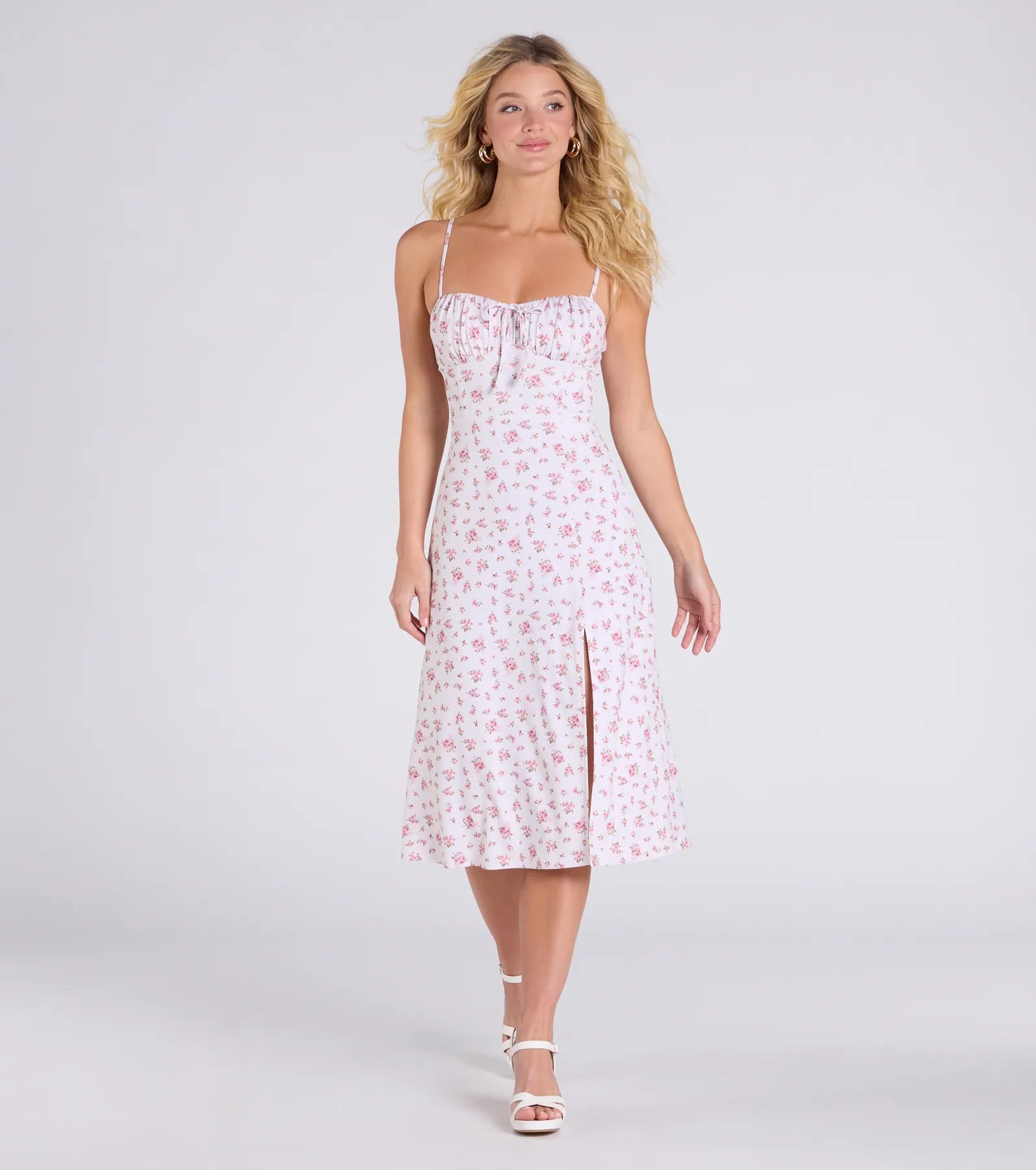 Brand - Specific Casual Dresses from Popular Labels So Enchanted Floral Slit A-Line Midi Dress Brand - Specific Casual Dresses from Popular Labels So Enchanted Floral Slit A-Line Midi Dress