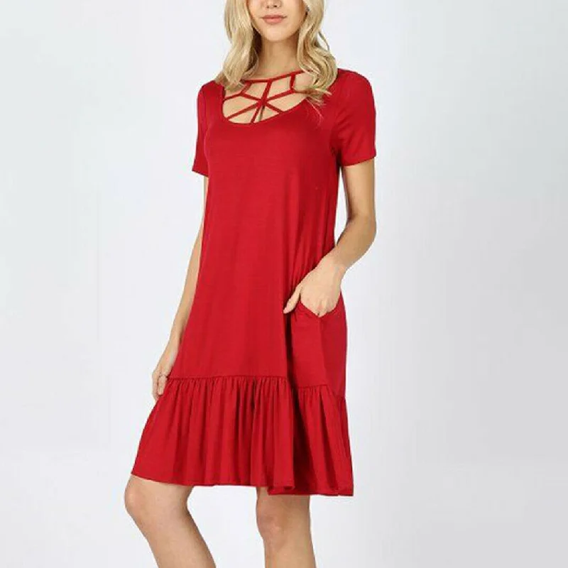 Polyester mini dresses for easy care FashionSierra - Women Summer Boho Short Sleeve Mini Dress Ladies Party Beach Solid Casual Round Neck Pocket Dress Sundress Polyester mini dresses for easy care FashionSierra - Women Summer Boho Short Sleeve Mini Dress Ladies Party Beach Solid Casual Round Neck Pocket Dress Sundress