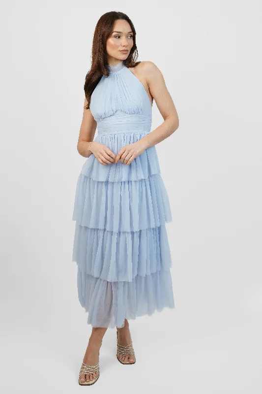 Washable Casual Dresses for Convenient Cleaning Ariana Tulle Maxi Dress in Light Blue Washable Casual Dresses for Convenient Cleaning Ariana Tulle Maxi Dress in Light Blue