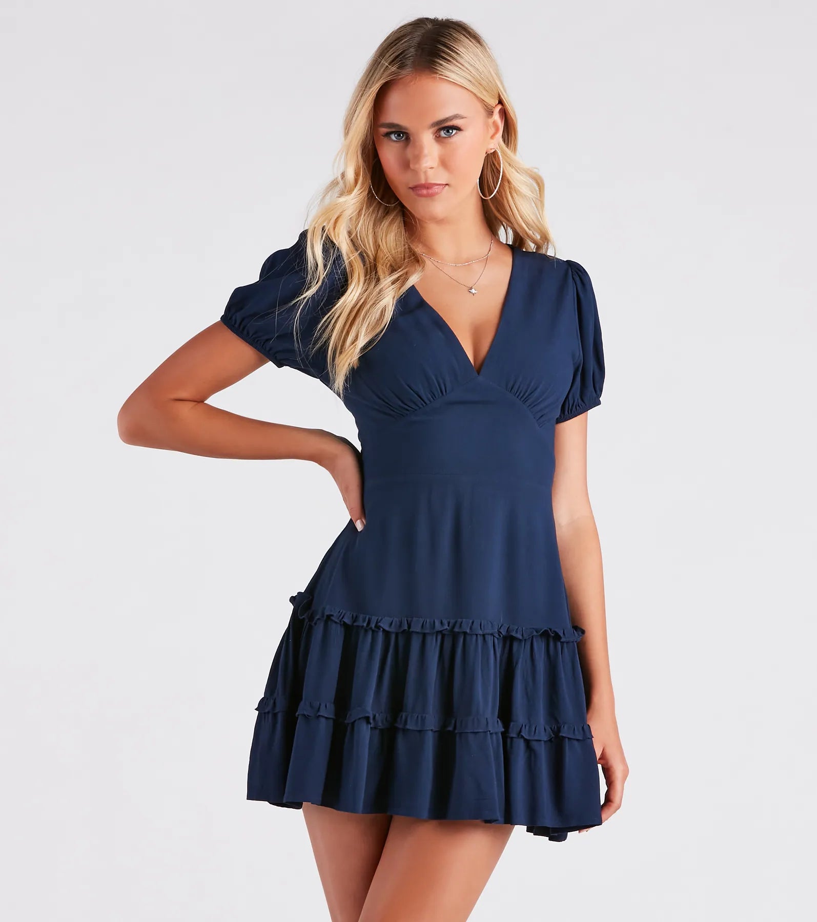 Fair Isle - Patterned Casual Dresses for a Festive Look Darling Twirl Crepe Ruffle Skater Dress Fair Isle - Patterned Casual Dresses for a Festive Look Darling Twirl Crepe Ruffle Skater Dress