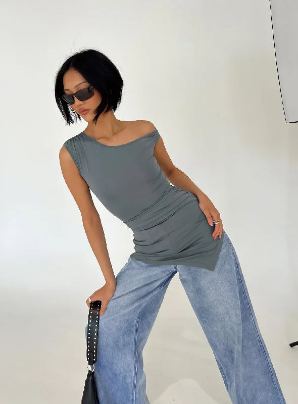 Mini dresses with high - low hems for a modern twist Ragan One Shoulder Mini Dress Grey Mini dresses with high - low hems for a modern twist Ragan One Shoulder Mini Dress Grey