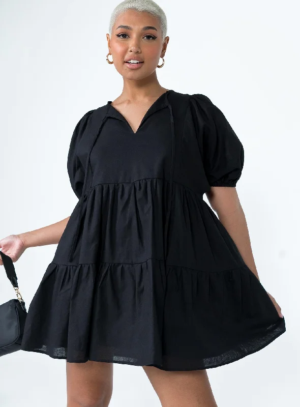 Winter - Warm Casual Dresses with Lined Fabrics​ Braxton Mini Dress Black