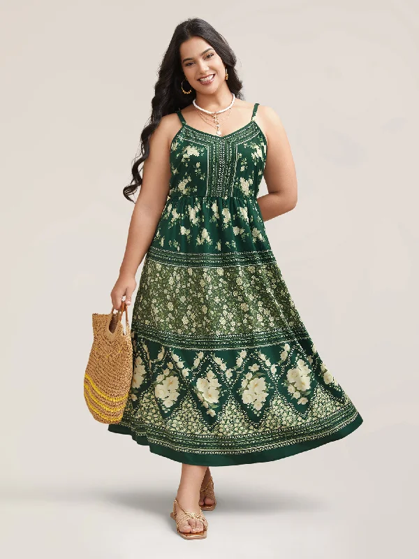 Knit Casual Dresses in Chunky Patterns​ Floral Print Off Sleeve Pockets Midi Dress