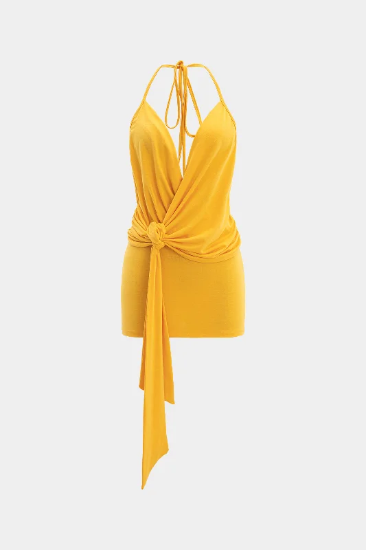 Jewelry - Complementary Casual Dresses for a Complete Look 3D Floral Twist Knot V-Neck Halter Neck Backless Sleeveless Mini Dress Jewelry - Complementary Casual Dresses for a Complete Look 3D Floral Twist Knot V-Neck Halter Neck Backless Sleeveless Mini Dress