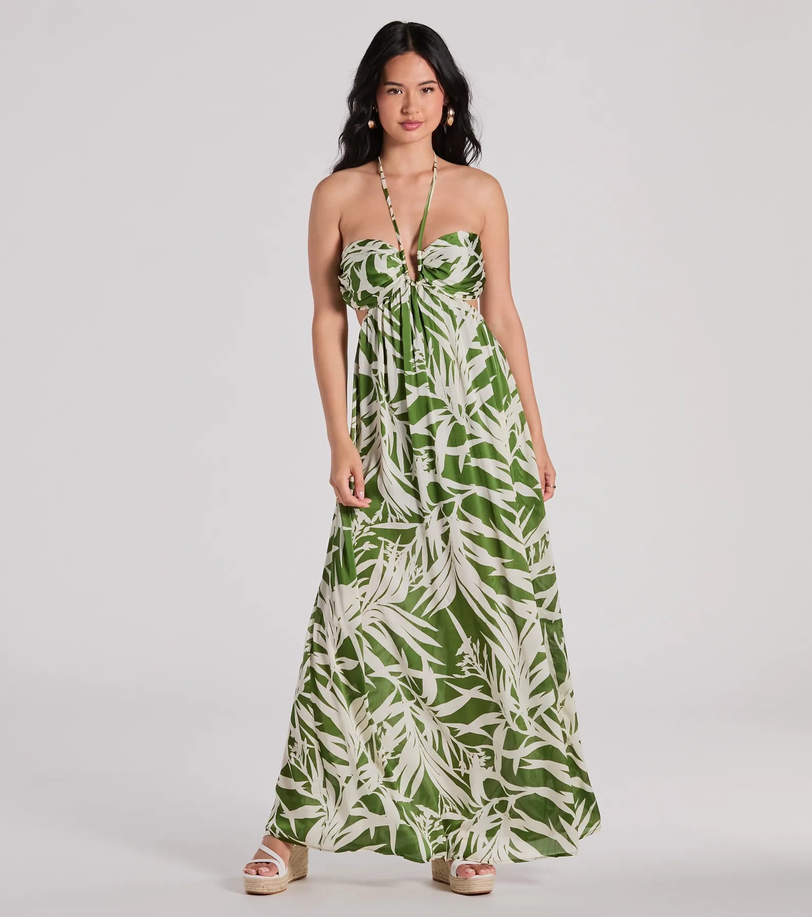Work - from - Home Casual Dresses for Comfort and Style Bright Beauty Halter Cutout Tropical Maxi Dress Work - from - Home Casual Dresses for Comfort and Style Bright Beauty Halter Cutout Tropical Maxi Dress