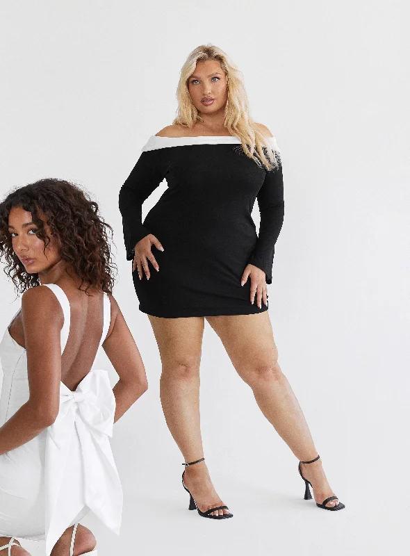Ruffled mini dresses for a romantic touch Anya Mini Dress Black / White Curve