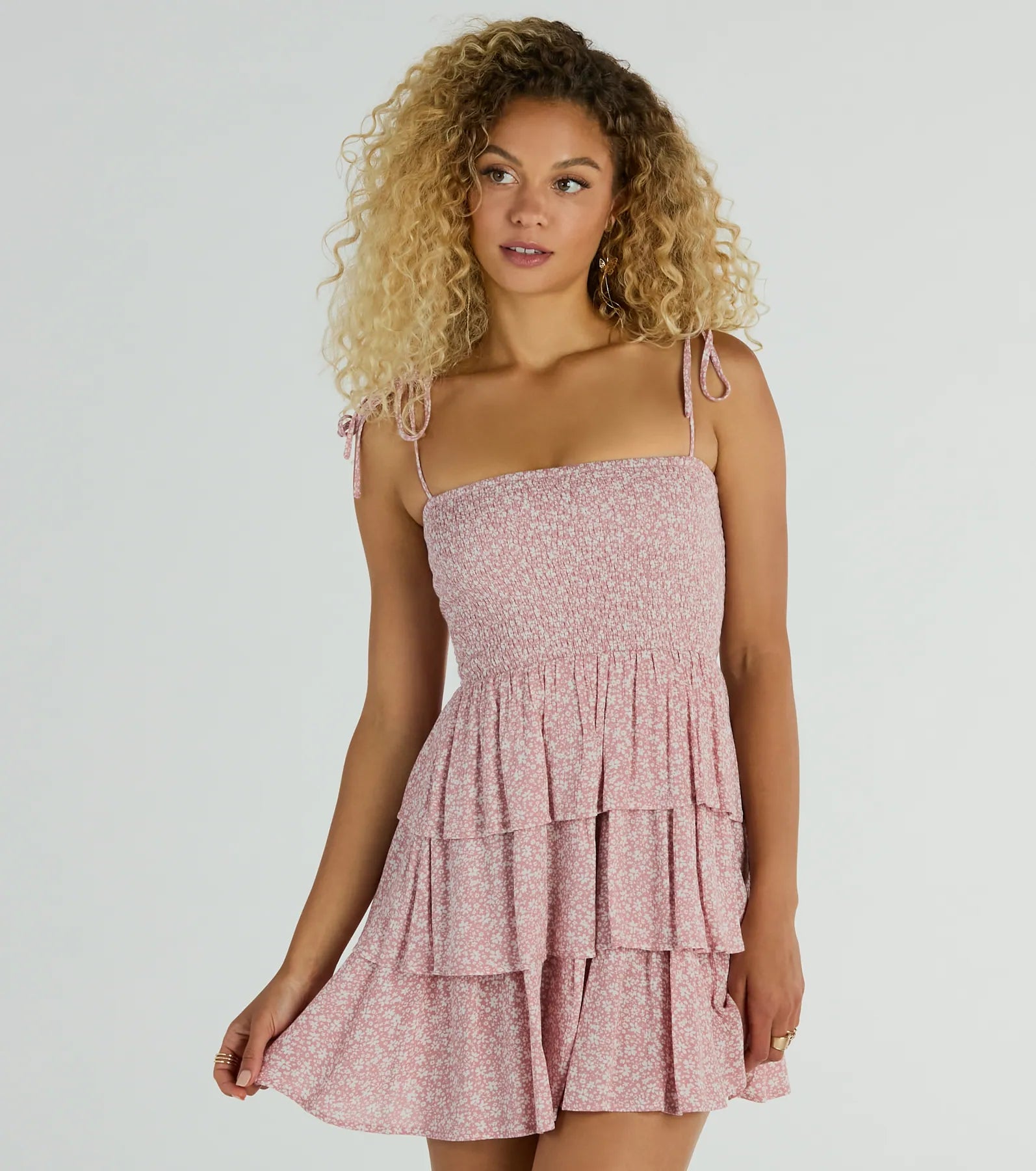 Beaded Casual Dresses for a Decorative Touch Flirty Day Ruffled Ditsy Floral Skater Dress Beaded Casual Dresses for a Decorative Touch Flirty Day Ruffled Ditsy Floral Skater Dress