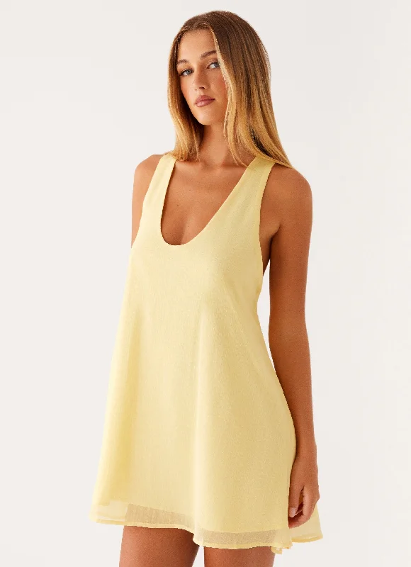 Brand - Specific Casual Dresses from Popular Labels Industry Mini Dress - Pastel Yellow Brand - Specific Casual Dresses from Popular Labels Industry Mini Dress - Pastel Yellow