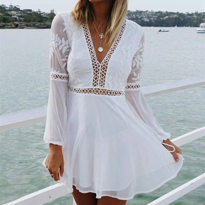 Denim mini dresses with distressed details FashionSierra - Women Chiffon White Long Sleeve Lace V-neck Long Sleeve Party Evening Cocktail Short Mini Dress Denim mini dresses with distressed details FashionSierra - Women Chiffon White Long Sleeve Lace V-neck Long Sleeve Party Evening Cocktail Short Mini Dress