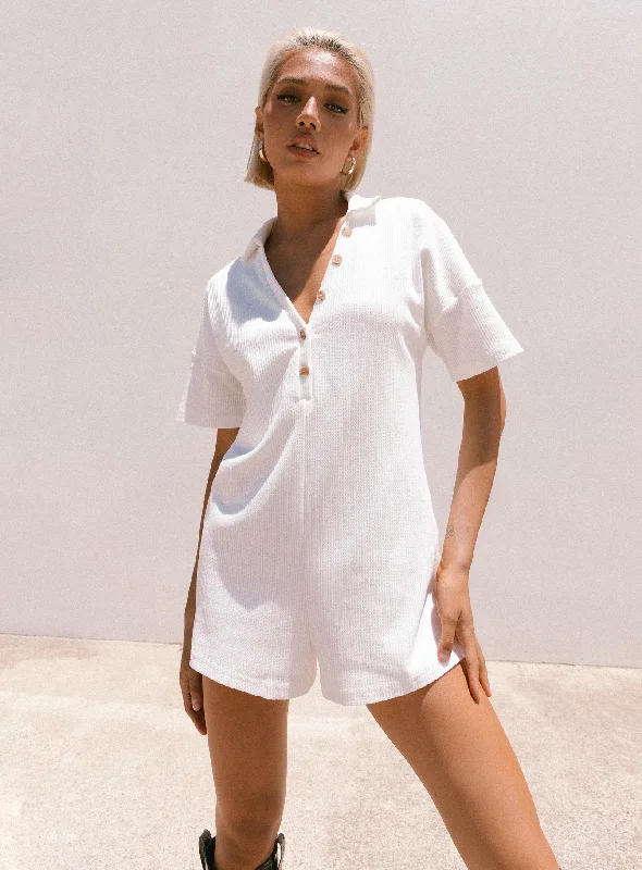 Drawstring - Waist Casual Dresses for Adjustable Tightness​ Kegan Romper White