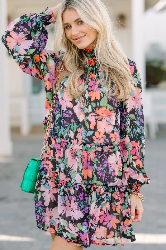 Floral Printed Casual Dresses for Summer​ Fate: For Your Love Black Floral Dress