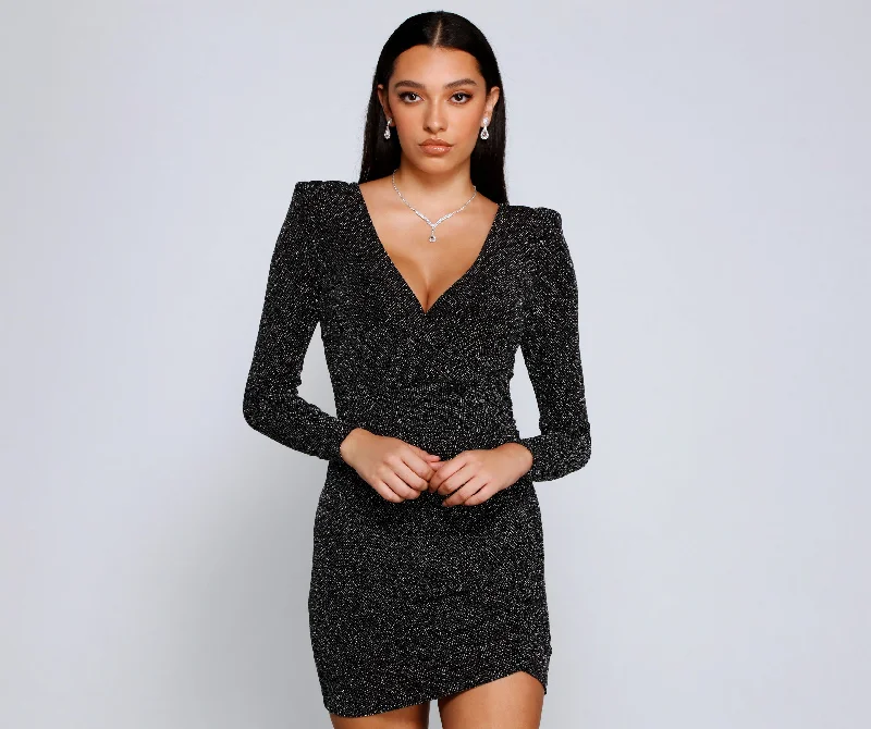 Polyester mini dresses for easy care Time To Shine Glitter Mini Dress
