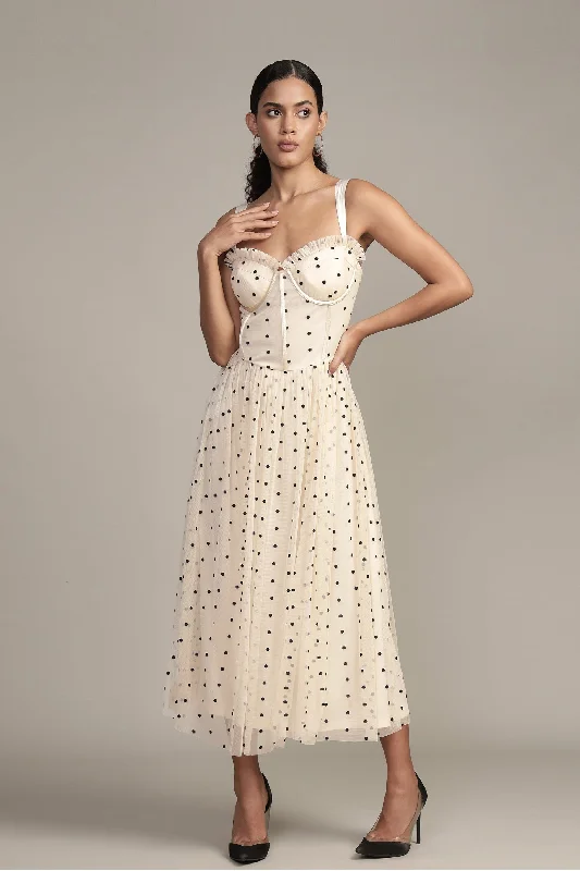 Layered Casual Dresses for a Stylish Ensemble​ Dane Polka Dot Corset Midi Dress