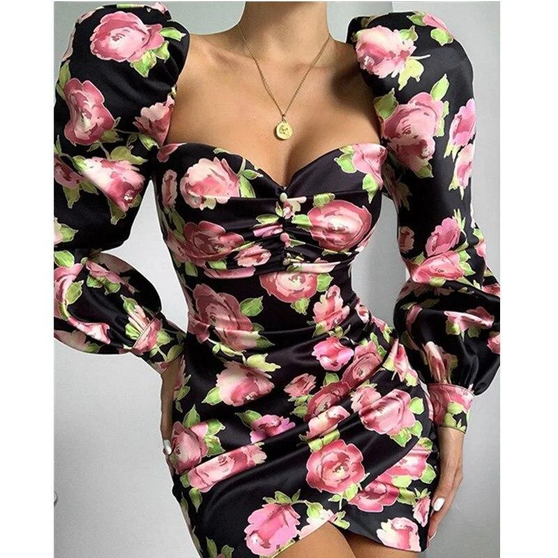 Mini dresses with fringe for a bohemian style FashionSierra - Women Floral Print Long Sleeve Party Mini Dress Sexy Sheath Club Wear Slash Neck Dresses Mini dresses with fringe for a bohemian style FashionSierra - Women Floral Print Long Sleeve Party Mini Dress Sexy Sheath Club Wear Slash Neck Dresses