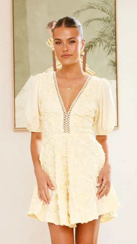Mini dresses with keyhole necklines Calanthe Mini Dress - Lemon