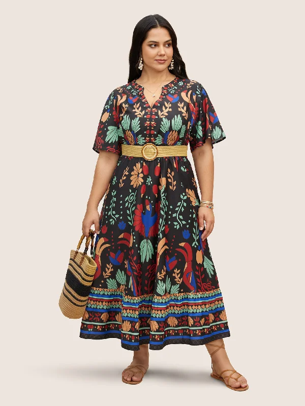 Jewelry - Complementary Casual Dresses for a Complete Look Bandana Print Shirred Elastic Waist Flutter Sleeve Dress Jewelry - Complementary Casual Dresses for a Complete Look Bandana Print Shirred Elastic Waist Flutter Sleeve Dress