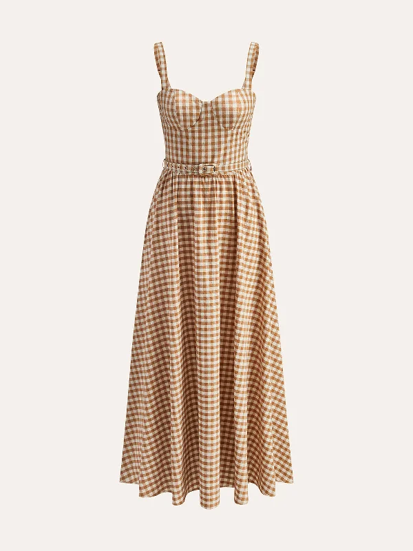 Brunch - Suitable Casual Dresses for a Relaxed Gathering Gingham Belted Bustier Dress Brunch - Suitable Casual Dresses for a Relaxed Gathering Gingham Belted Bustier Dress