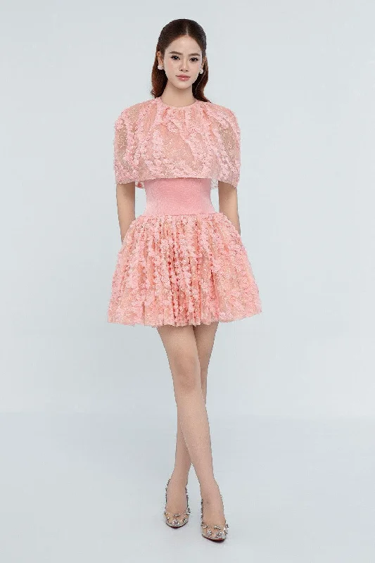 Sun - Protective Casual Dresses for Outdoor Activities Jordyn A-line Cape Shoulder Mesh Mini Dress Sun - Protective Casual Dresses for Outdoor Activities Jordyn A-line Cape Shoulder Mesh Mini Dress