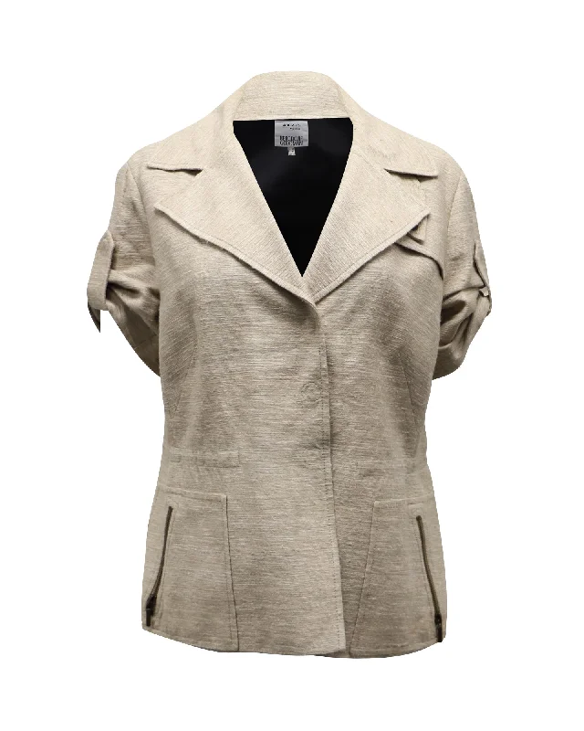 Women's waterproof parka coats with multiple pockets for practicality Akris Punto Wide Collar Jacket in Beige Silk Women's waterproof parka coats with multiple pockets for practicality Akris Punto Wide Collar Jacket in Beige Silk