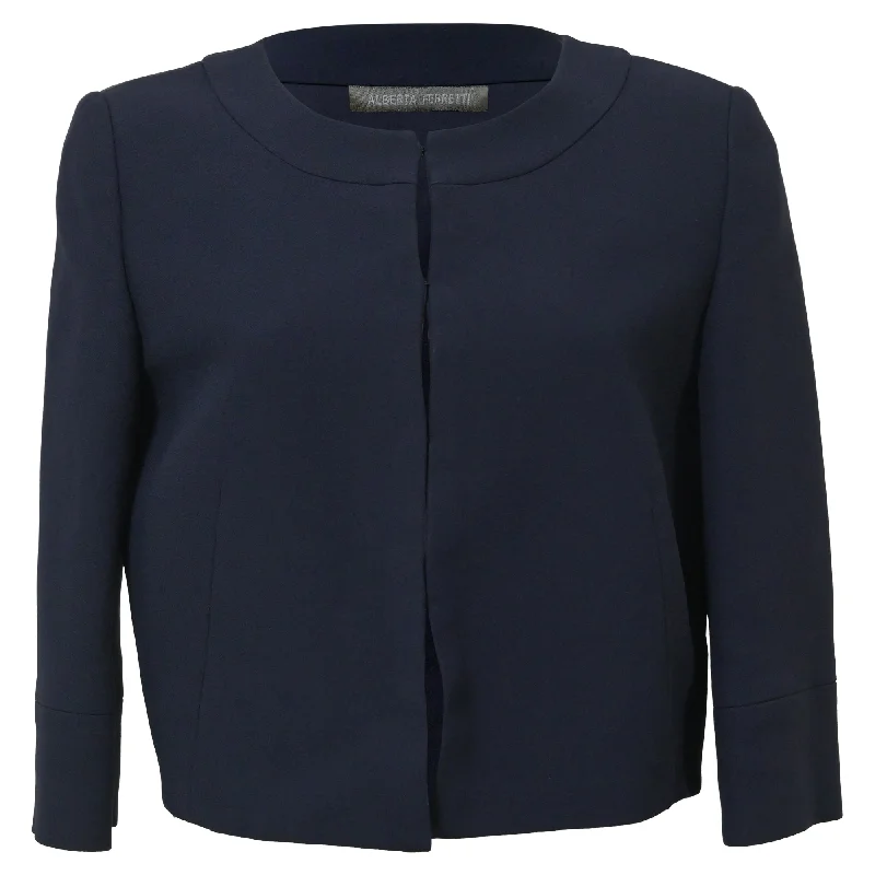 Quilted down women's coats with removable hoods for outdoor activities Alberta Ferretti Bolero in Navy Blue Rayon Quilted down women's coats with removable hoods for outdoor activities Alberta Ferretti Bolero in Navy Blue Rayon