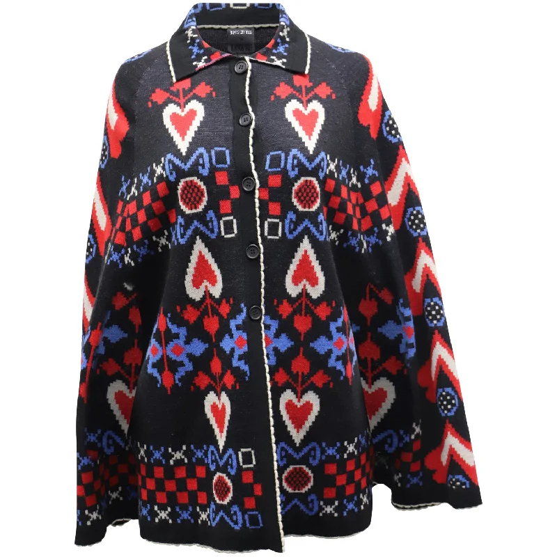 Mid - length women's down coats in a slim fit for a modern and sleek appearance Anna Sui Patterned Cape in Black Wool Mid - length women's down coats in a slim fit for a modern and sleek appearance Anna Sui Patterned Cape in Black Wool