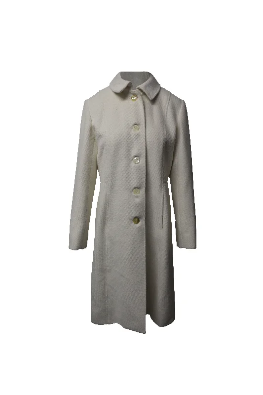 Mid - length women's down coats in a slim fit for a modern and sleek appearance Aquascutum Great Coat in Cream Angora Wool Mid - length women's down coats in a slim fit for a modern and sleek appearance Aquascutum Great Coat in Cream Angora Wool