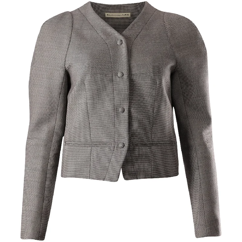 Plus size women's wool blend coats for a warm and stylish winter Balenciaga Tailored Puff Sleeve Jacket in Grey Wool Plus size women's wool blend coats for a warm and stylish winter Balenciaga Tailored Puff Sleeve Jacket in Grey Wool