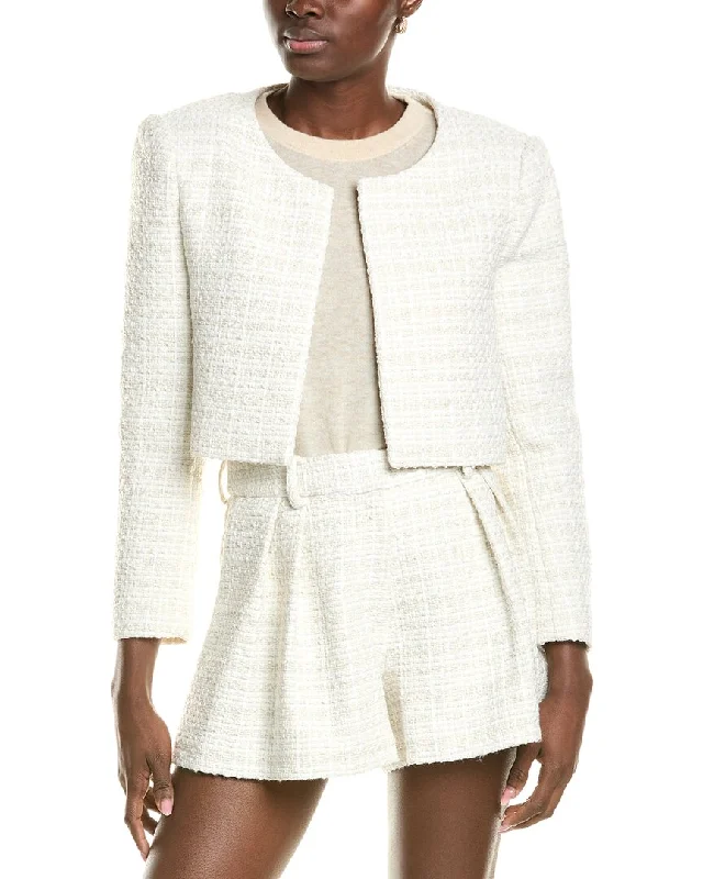 Plus Size Women's Sequin - Embellished Blazers in Silver for a Glamorous Party BCBGMAXAZRIA Cropped Tweed Jacket Plus Size Women's Sequin - Embellished Blazers in Silver for a Glamorous Party BCBGMAXAZRIA Cropped Tweed Jacket