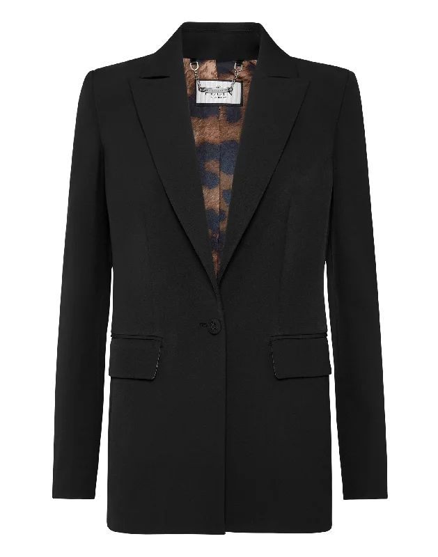 Plus Size Women's Military - Inspired Blazers with Gold Accents for a Bold Look Cady Boxy Blazer Castoni Skull Plus Size Women's Military - Inspired Blazers with Gold Accents for a Bold Look Cady Boxy Blazer Castoni Skull
