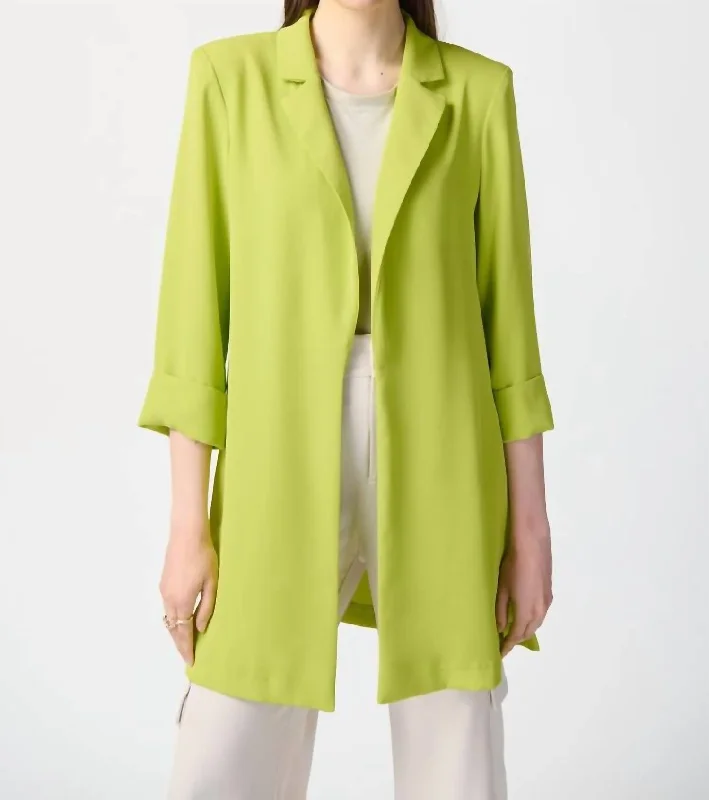 Plus Size Women's Double - Breasted Wool Blazers for Winter Office Wear Classic Long Blazer In Key Lime Plus Size Women's Double - Breasted Wool Blazers for Winter Office Wear Classic Long Blazer In Key Lime