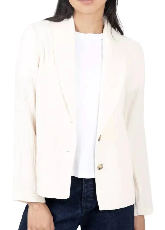 Plus Size Women's Military - Inspired Blazers with Gold Accents for a Bold Look Cullen Jacket In Oysterette
