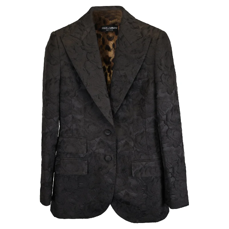 Double - Breasted Women's Leather Blazers in Taupe for an Edgy Look Dolce & Gabbana Single-Breasted Floral Brocade Blazer in Black Polyester Double - Breasted Women's Leather Blazers in Taupe for an Edgy Look Dolce & Gabbana Single-Breasted Floral Brocade Blazer in Black Polyester