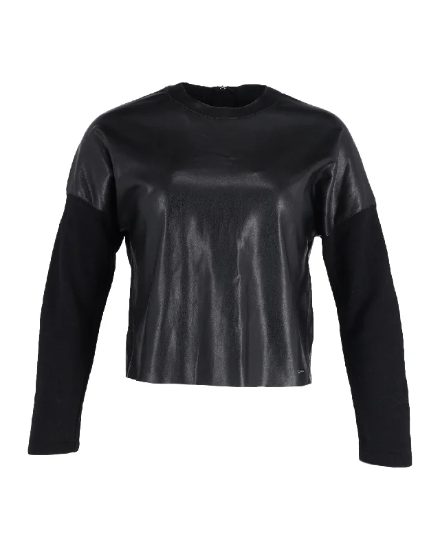 Plus Size Women's Cropped Velvet Blazers in Burgundy for a Night Out Dsquared2 Faux Leather Jumper in Black Polyester Plus Size Women's Cropped Velvet Blazers in Burgundy for a Night Out Dsquared2 Faux Leather Jumper in Black Polyester