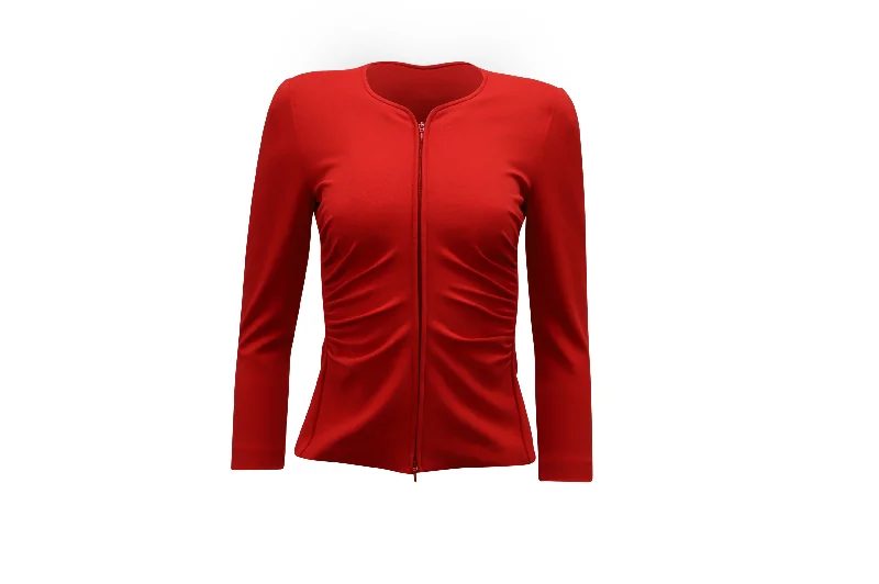 Women's faux fur coats in bright colors for a bold fashion statement Emporio Armani Starburst Pleat Jacket in Red Viscose Women's faux fur coats in bright colors for a bold fashion statement Emporio Armani Starburst Pleat Jacket in Red Viscose