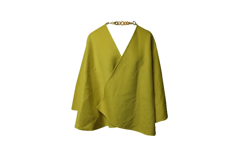 Women's reversible down coats with two - tone designs for versatile styling Ermanno Scervino Wide Sleeve Cape-Coat in Yellow Wool Women's reversible down coats with two - tone designs for versatile styling Ermanno Scervino Wide Sleeve Cape-Coat in Yellow Wool