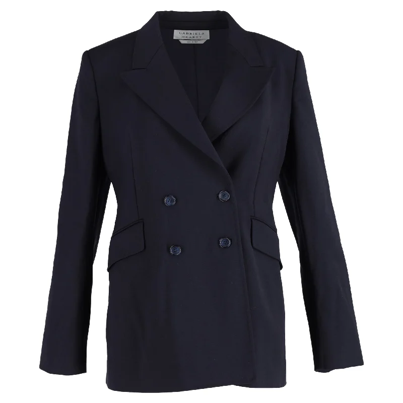 Double - Breasted Women's Polyester Blazers in Bright Colors for a Fun Style Gabriela Hearst Double-Breasted Blazer in Navy Blue Wool Double - Breasted Women's Polyester Blazers in Bright Colors for a Fun Style Gabriela Hearst Double-Breasted Blazer in Navy Blue Wool